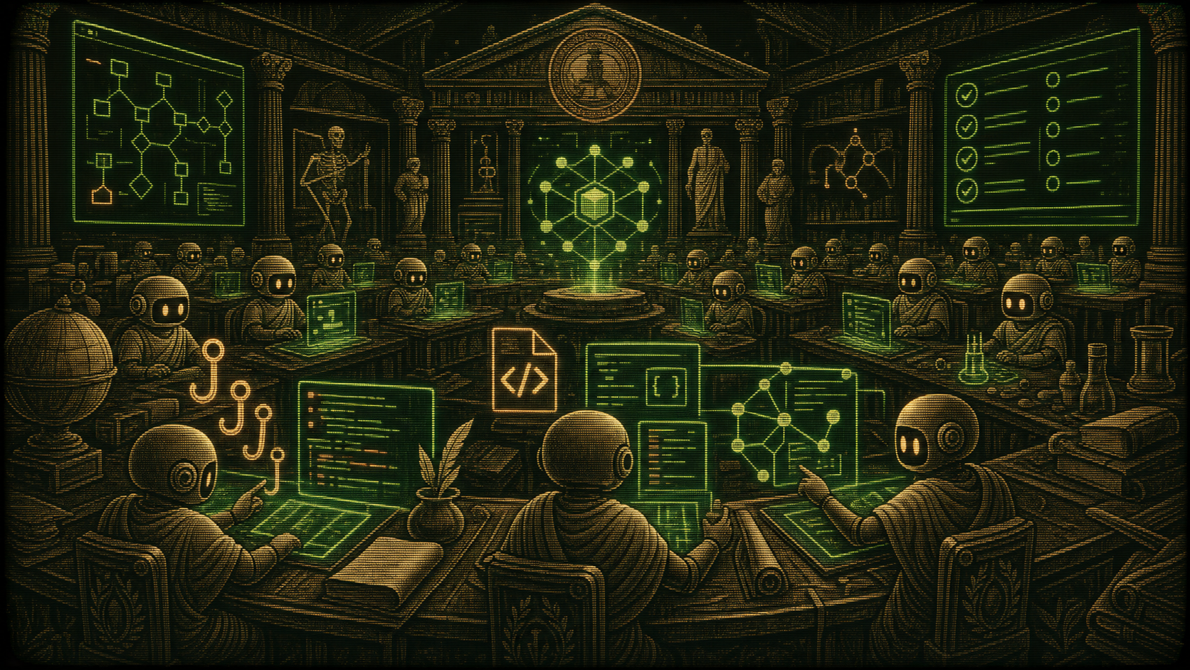 CRT terminal workshop scene for WordPress plugin craft